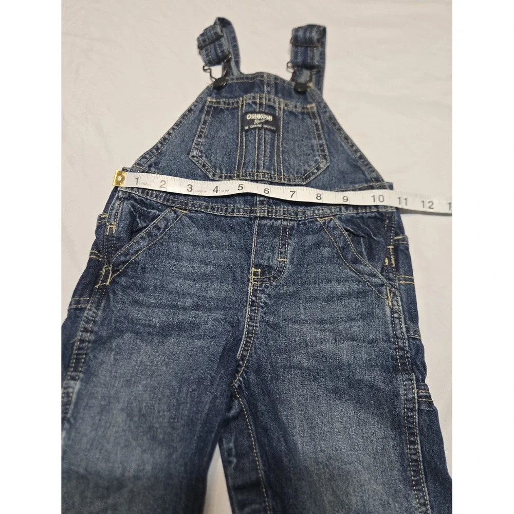 OshKosh B'gosh Boys 24 months Classic Overalls Blue Denim 100% Cotton Snap Legs